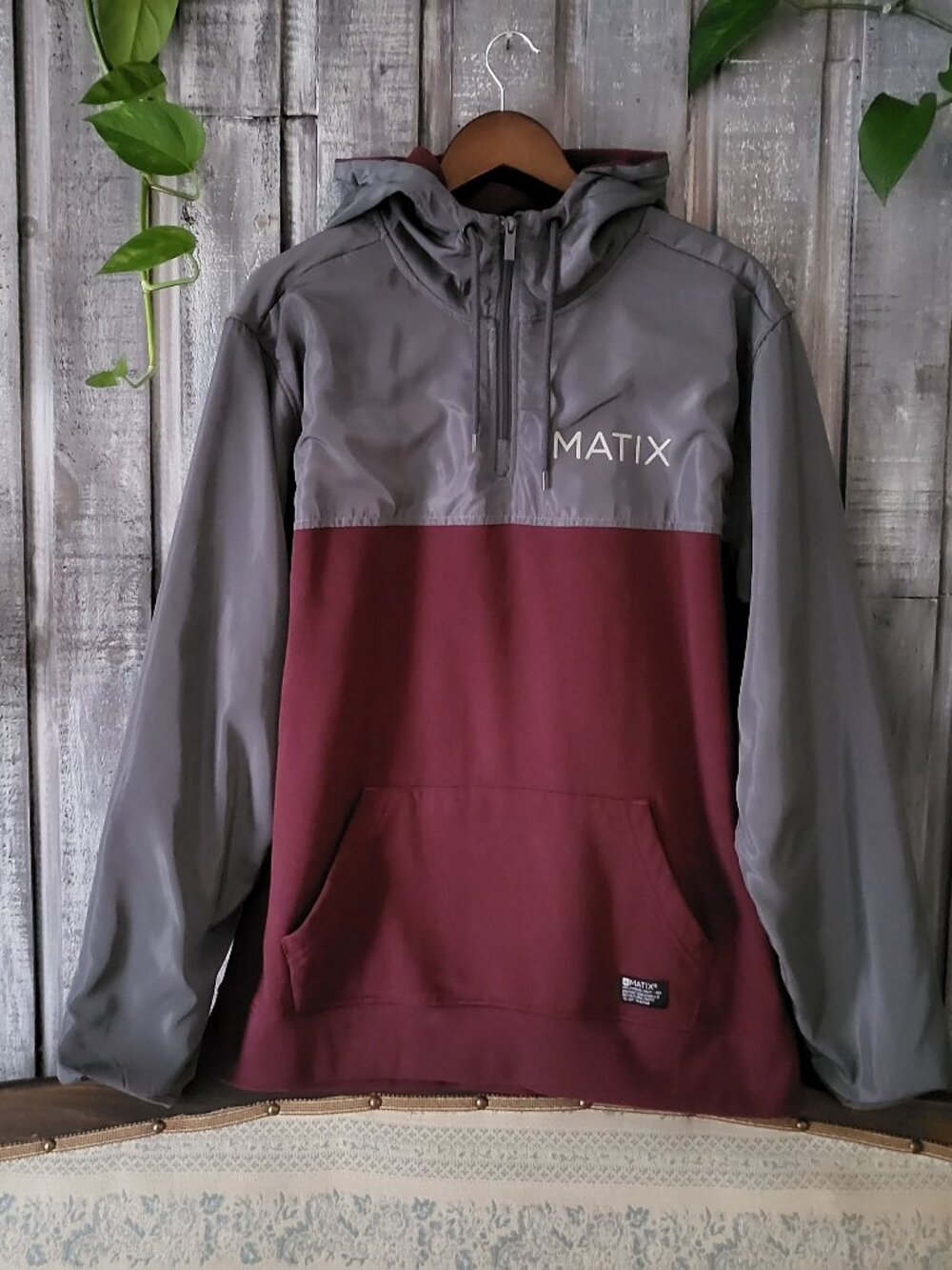 Windbreaker Hoodie Inside Out Fleece Matix Clothing Mens 1/4 Zip
